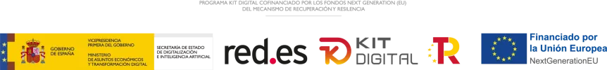 Logotipo Gobierno de España, red.es, Kit Digital, Plan de Recuperación, Transformación y Resiliencia